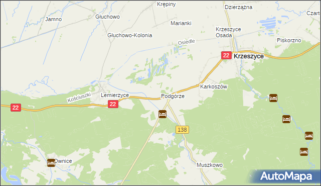 mapa Podgórze gmina Słońsk, Podgórze gmina Słońsk na mapie Targeo