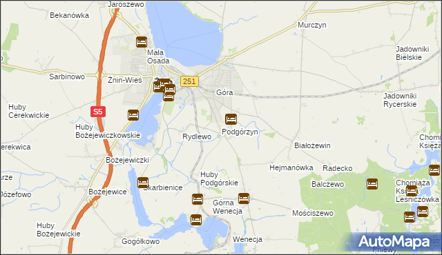 mapa Podgórzyn gmina Żnin, Podgórzyn gmina Żnin na mapie Targeo