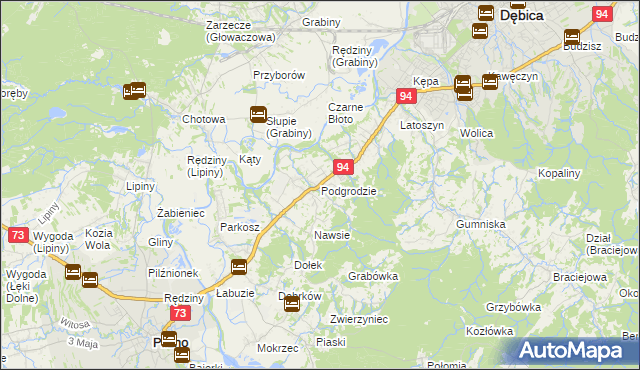 mapa Podgrodzie gmina Dębica, Podgrodzie gmina Dębica na mapie Targeo