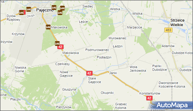 mapa Podładzin, Podładzin na mapie Targeo