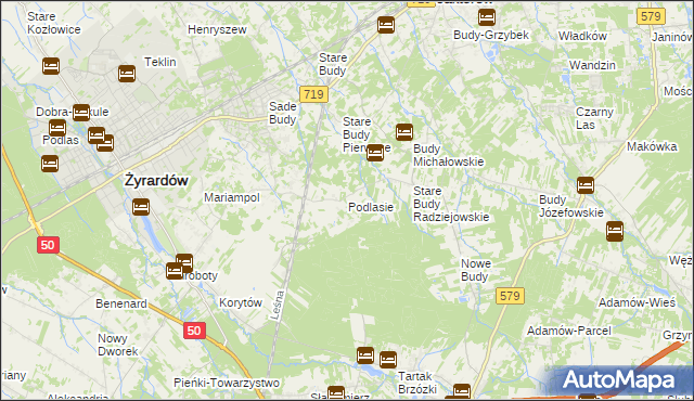 mapa Podlasie gmina Radziejowice, Podlasie gmina Radziejowice na mapie Targeo