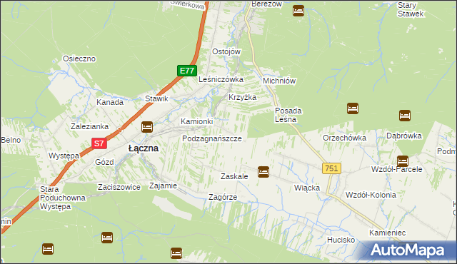 mapa Podłazie gmina Łączna, Podłazie gmina Łączna na mapie Targeo