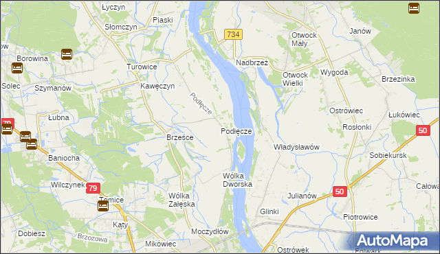 mapa Podłęcze gmina Góra Kalwaria, Podłęcze gmina Góra Kalwaria na mapie Targeo