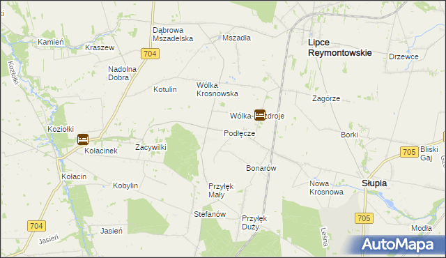 mapa Podłęcze gmina Słupia, Podłęcze gmina Słupia na mapie Targeo