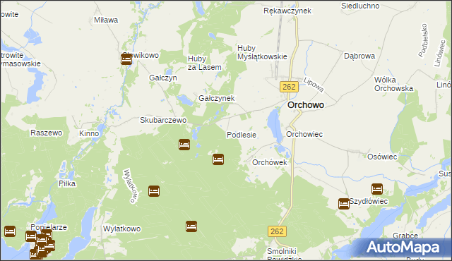 mapa Podlesie gmina Orchowo, Podlesie gmina Orchowo na mapie Targeo