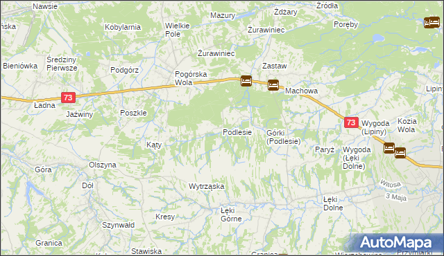mapa Podlesie gmina Pilzno, Podlesie gmina Pilzno na mapie Targeo