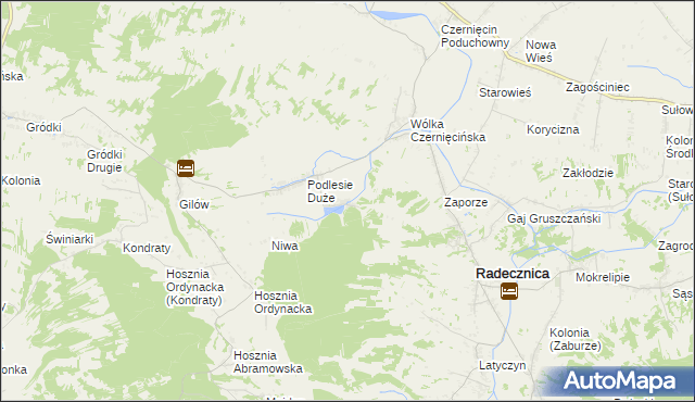 mapa Podlesie Małe gmina Radecznica, Podlesie Małe gmina Radecznica na mapie Targeo