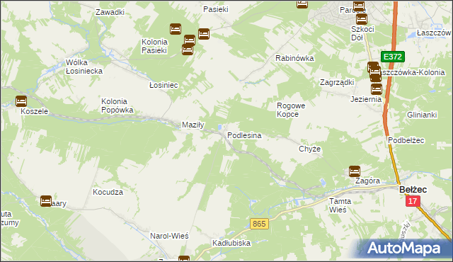 mapa Podlesina, Podlesina na mapie Targeo