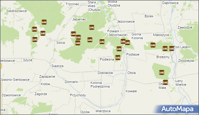 mapa Podleśna gmina Pilica, Podleśna gmina Pilica na mapie Targeo