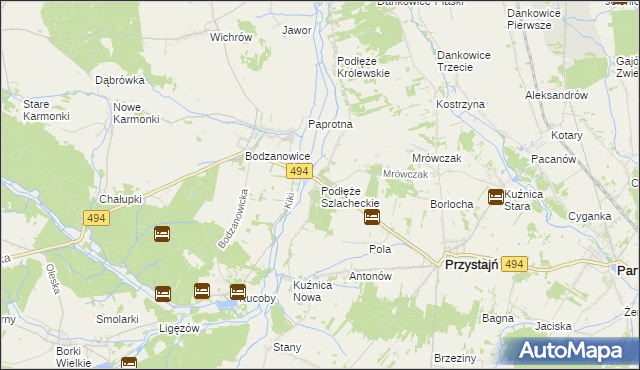 mapa Podłęże Szlacheckie, Podłęże Szlacheckie na mapie Targeo