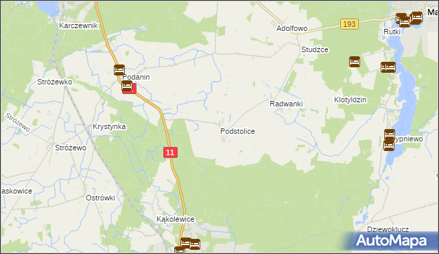 mapa Podstolice gmina Budzyń, Podstolice gmina Budzyń na mapie Targeo