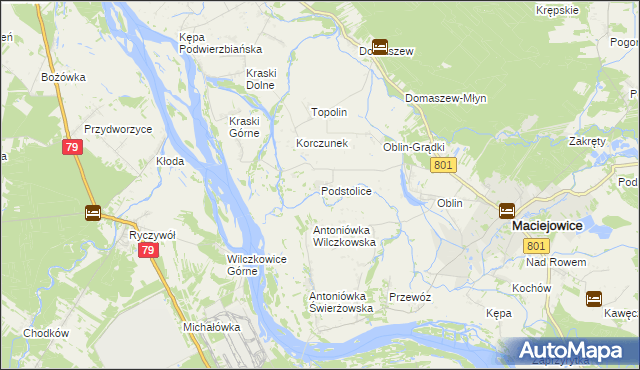 mapa Podstolice gmina Maciejowice, Podstolice gmina Maciejowice na mapie Targeo