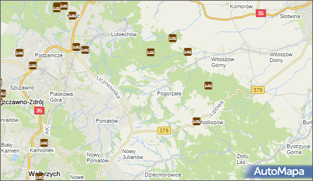 mapa Pogorzała gmina Świdnica, Pogorzała gmina Świdnica na mapie Targeo