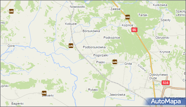 mapa Pogorzałki gmina Dobrzyniewo Duże, Pogorzałki gmina Dobrzyniewo Duże na mapie Targeo