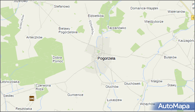 mapa Pogorzela powiat gostyński, Pogorzela powiat gostyński na mapie Targeo