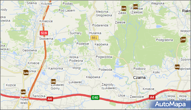 mapa Pogwizdów gmina Czarna, Pogwizdów gmina Czarna na mapie Targeo