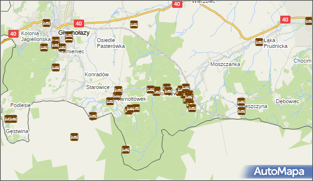 mapa Pokrzywna gmina Głuchołazy, Pokrzywna gmina Głuchołazy na mapie Targeo