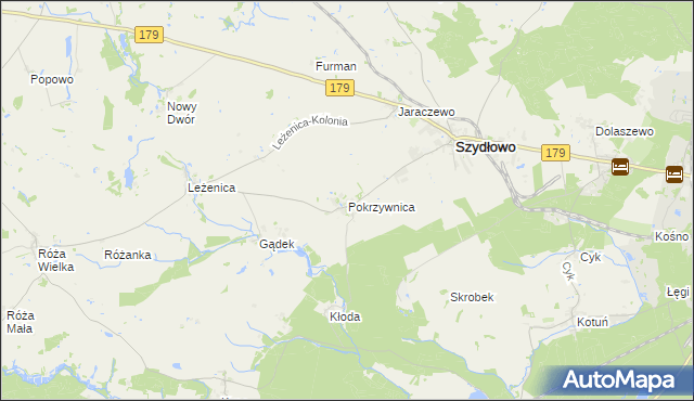 mapa Pokrzywnica gmina Szydłowo, Pokrzywnica gmina Szydłowo na mapie Targeo