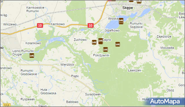 mapa Pokrzywnik gmina Skępe, Pokrzywnik gmina Skępe na mapie Targeo