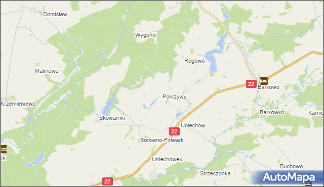 mapa Pokrzywy gmina Debrzno, Pokrzywy gmina Debrzno na mapie Targeo