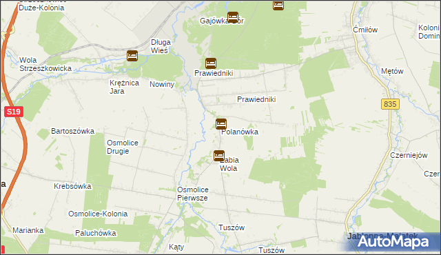 mapa Polanówka gmina Strzyżewice, Polanówka gmina Strzyżewice na mapie Targeo