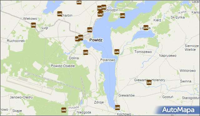 mapa Polanowo gmina Powidz, Polanowo gmina Powidz na mapie Targeo