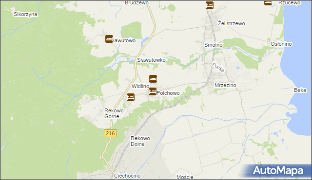 mapa Połchowo gmina Puck, Połchowo gmina Puck na mapie Targeo