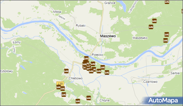mapa Połęcko gmina Maszewo, Połęcko gmina Maszewo na mapie Targeo