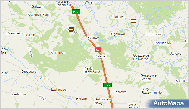 mapa Polesie gmina Baboszewo, Polesie gmina Baboszewo na mapie Targeo