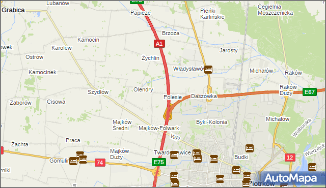 mapa Polesie gmina Grabica, Polesie gmina Grabica na mapie Targeo