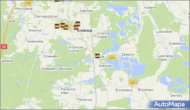 mapa Police gmina Krośnice, Police gmina Krośnice na mapie Targeo