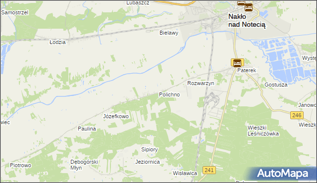mapa Polichno gmina Nakło nad Notecią, Polichno gmina Nakło nad Notecią na mapie Targeo