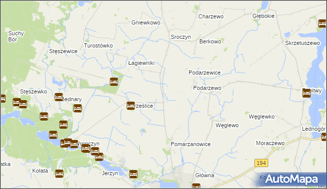 mapa Pomarzanki gmina Pobiedziska, Pomarzanki gmina Pobiedziska na mapie Targeo