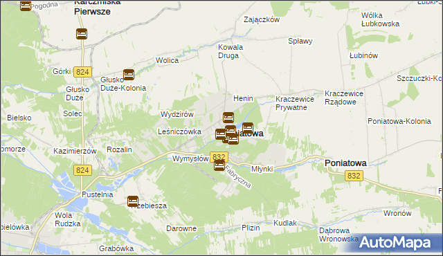 mapa Poniatowa powiat opolski, Poniatowa powiat opolski na mapie Targeo