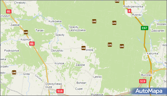 mapa Ponikła gmina Dobrzyniewo Duże, Ponikła gmina Dobrzyniewo Duże na mapie Targeo