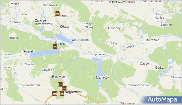 mapa Popowice gmina Oksa, Popowice gmina Oksa na mapie Targeo