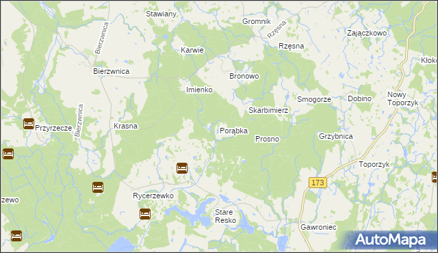 mapa Porąbka gmina Połczyn-Zdrój, Porąbka gmina Połczyn-Zdrój na mapie Targeo