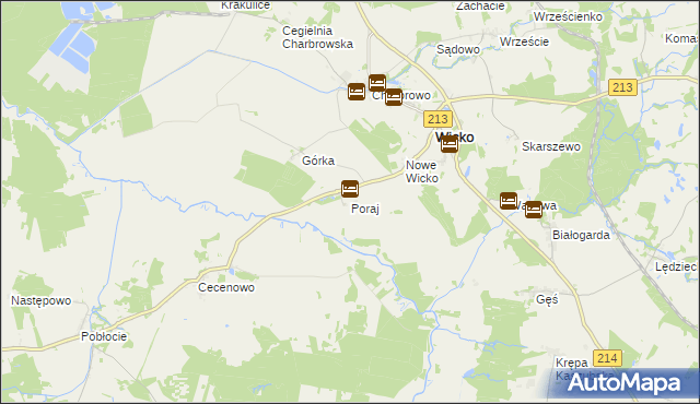 mapa Poraj gmina Wicko, Poraj gmina Wicko na mapie Targeo