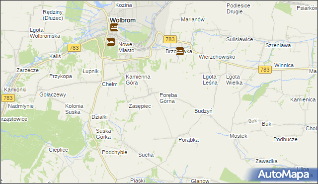 mapa Poręba Górna, Poręba Górna na mapie Targeo