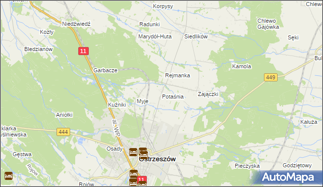 mapa Potaśnia gmina Ostrzeszów, Potaśnia gmina Ostrzeszów na mapie Targeo