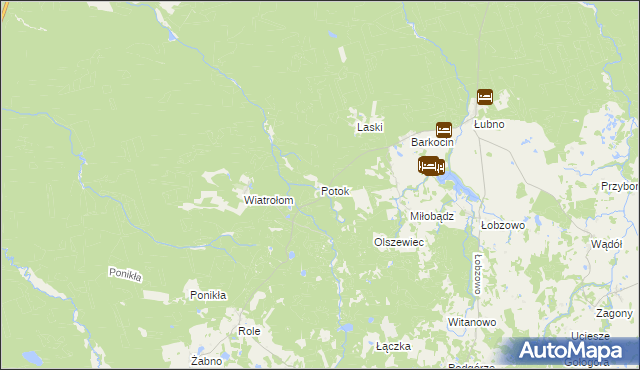 mapa Potok gmina Miastko, Potok gmina Miastko na mapie Targeo