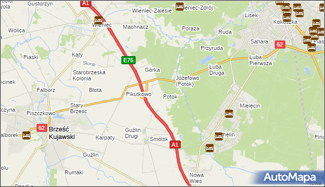 mapa Potok gmina Włocławek, Potok gmina Włocławek na mapie Targeo