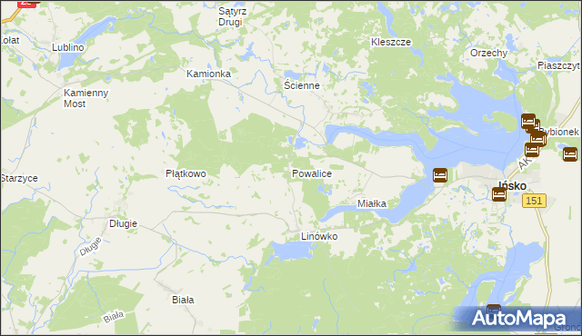 mapa Powalice gmina Ińsko, Powalice gmina Ińsko na mapie Targeo