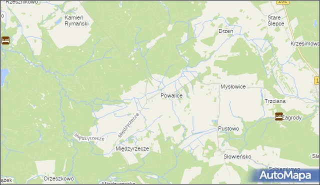 mapa Powalice gmina Sławoborze, Powalice gmina Sławoborze na mapie Targeo
