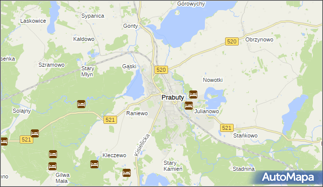 mapa Prabuty powiat kwidzyński, Prabuty powiat kwidzyński na mapie Targeo