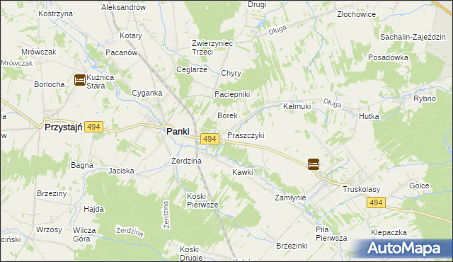 mapa Praszczyki, Praszczyki na mapie Targeo