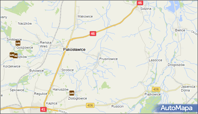 mapa Prusinowice gmina Pakosławice, Prusinowice gmina Pakosławice na mapie Targeo