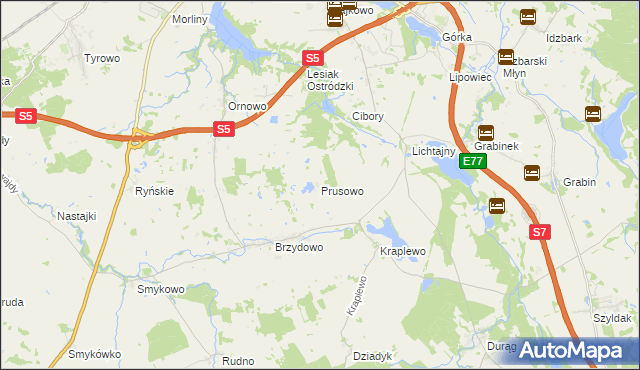 mapa Prusowo, Prusowo na mapie Targeo