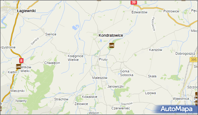 mapa Prusy gmina Kondratowice, Prusy gmina Kondratowice na mapie Targeo