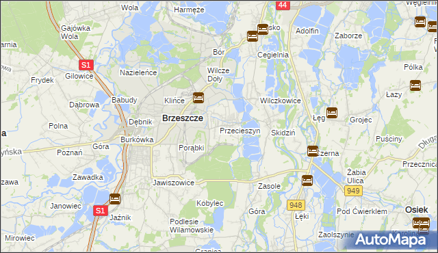 mapa Przecieszyn, Przecieszyn na mapie Targeo